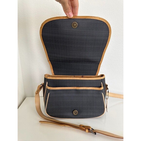 Louvier Flap Crossbody Bag Leather Gray Brown Vintage Mixed Media Adjustable - Picture 3 of 13